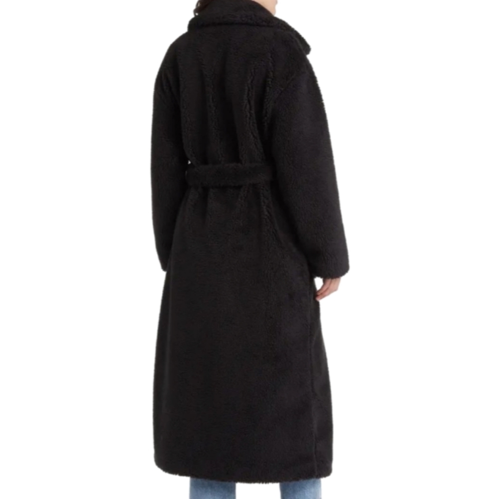 UGG Alesandra Faux Fur Wrap Coat L/XL TARR-Black NWT - Picture 5 of 8